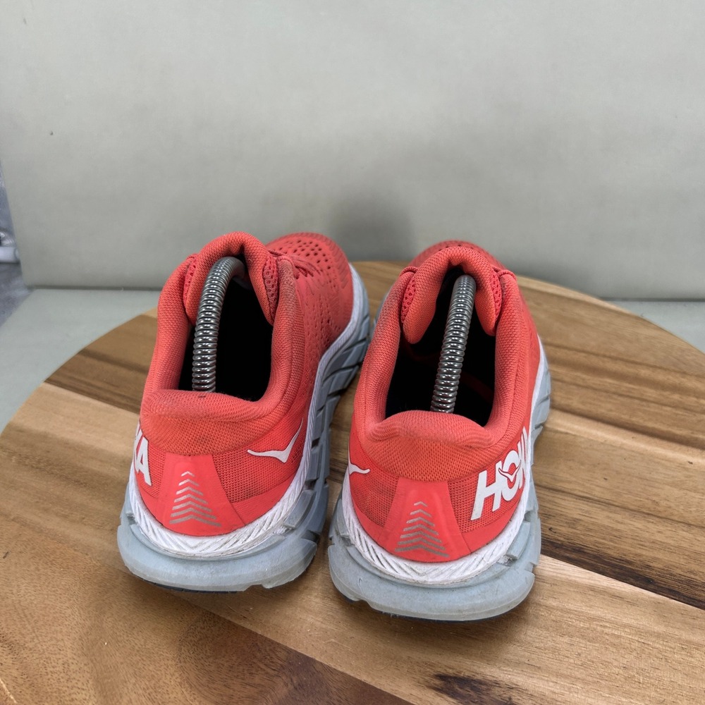 Hoka One One Clifton 7 Womens Size 9 Running Shoes Hot Coral White Cushioned - Picture 4 of 9